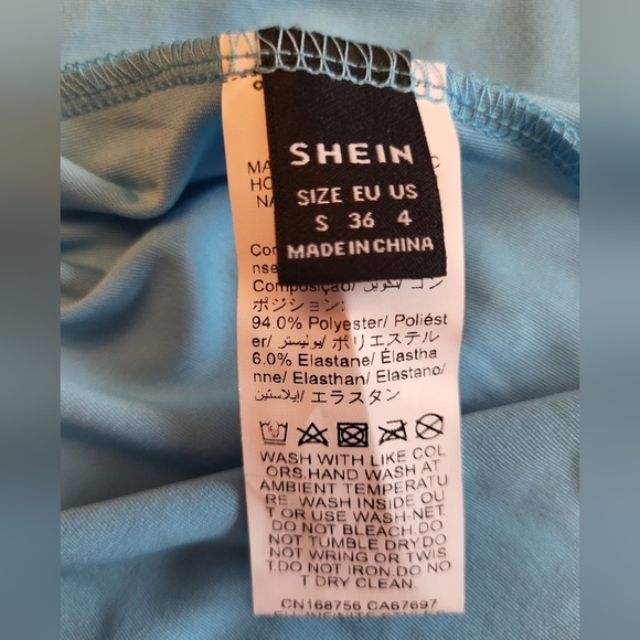 SHEIN Blue Maxi Dress With Ruching and Rosette, Size Small - Picture 13 of 14